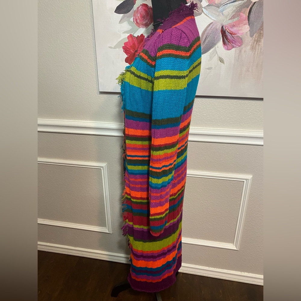 Multicolor Striped Women's Cardigan || Size 14 (see measurements in description) - Picture 5 of 11